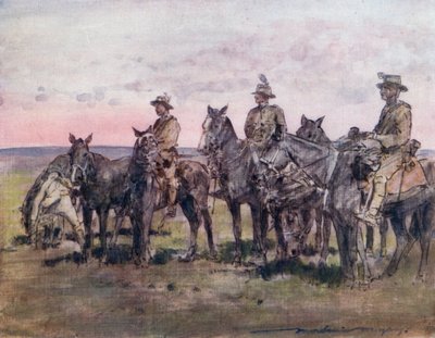 New Zealand Mounted Rifles Acting as Scouts by Mortimer Ludington Menpes